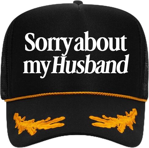 Sorry About My Husband Polyester Hat | Premium Adjustable Snapback Mesh Back Trucker Hat for Men & Women in Kuwait