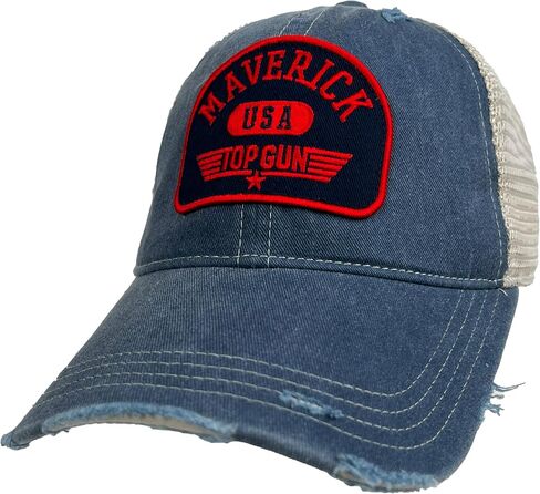 Top Gun Maverick Arch Pill Patch Adjustable Snapback Cotton Twill Vintage Trucker Hat - Unisex for Men and Women in Kuwait