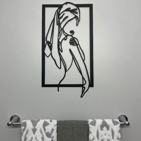 VALINSKY Feminine Line Art Wall Decor Minimalist Line Art Home Wall Art Metal Wall Decor Home Decor Woman Body Shape Art for Bathroom Decor Female Bathroom Decor Living Room Bedroom Decor in Saudi Arabia