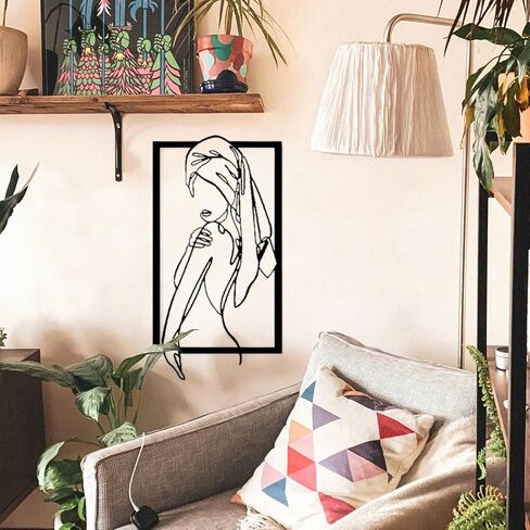 VALINSKY Feminine Line Art Wall Decor Minimalist Line Art Home Wall Art Metal Wall Decor Home Decor Woman Body Shape Art for Bathroom Decor Female Bathroom Decor Living Room Bedroom Decor in Saudi Arabia