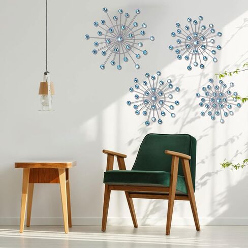 Primst Starburst Star Wall Decor, 4 Pcs Bling Crystal Wall Decor, Metal Wall Art, Iron Rhinestones Sunburst Home Decorative for Living Room Bedroom Entryway Office in Saudi Arabia