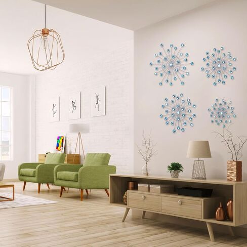 Primst Starburst Star Wall Decor, 4 Pcs Bling Crystal Wall Decor, Metal Wall Art, Iron Rhinestones Sunburst Home Decorative for Living Room Bedroom Entryway Office in Saudi Arabia