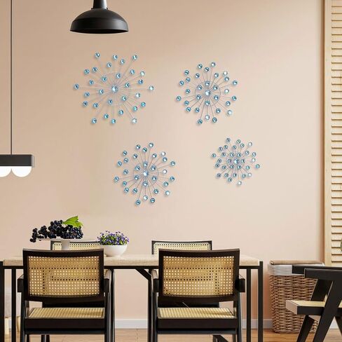 Primst Starburst Star Wall Decor, 4 Pcs Bling Crystal Wall Decor, Metal Wall Art, Iron Rhinestones Sunburst Home Decorative for Living Room Bedroom Entryway Office in Saudi Arabia