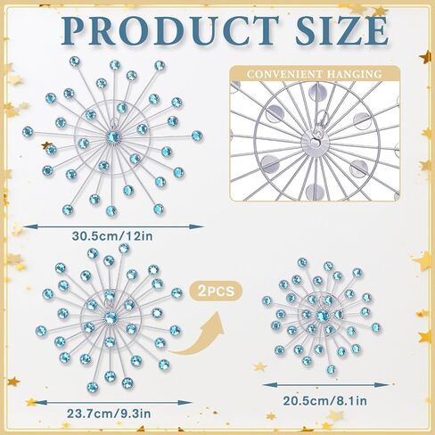 Primst Starburst Star Wall Decor, 4 Pcs Bling Crystal Wall Decor, Metal Wall Art, Iron Rhinestones Sunburst Home Decorative for Living Room Bedroom Entryway Office in Saudi Arabia