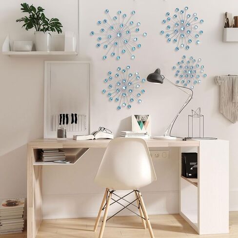 Primst Starburst Star Wall Decor, 4 Pcs Bling Crystal Wall Decor, Metal Wall Art, Iron Rhinestones Sunburst Home Decorative for Living Room Bedroom Entryway Office in Saudi Arabia