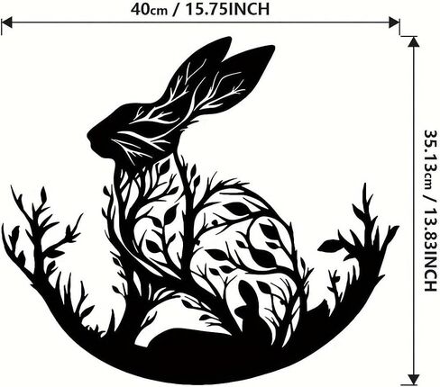 VXDDVN Black Metal Rabbit Wall Art Decor, 15.7 x 13.8 Inch | Bunny Metal Wall Sculpture, Lightweight, Farmhouse Animal Design, Easter Spring Housewarming Gift in Kuwait