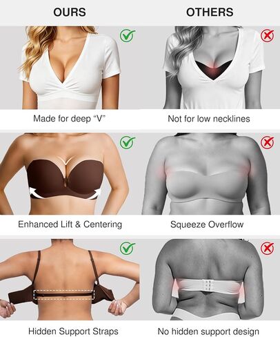 Popilush Strapless Bras for Women Push Up Bra Non Slip Wireless Supportive Padded Bras Seamless Comfortable Tube Bra Everyday Wear Brown M in Saudi Arabia