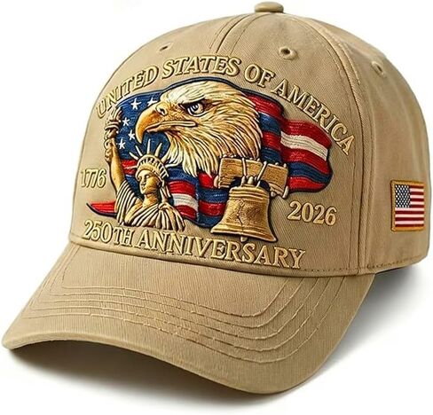 250 Anniversary USA hat, Adjustable Patriotic Embroidered Baseball Cap, Patriot Cap 1776-2026 Bicentennial Gift for Men Women in Kuwait