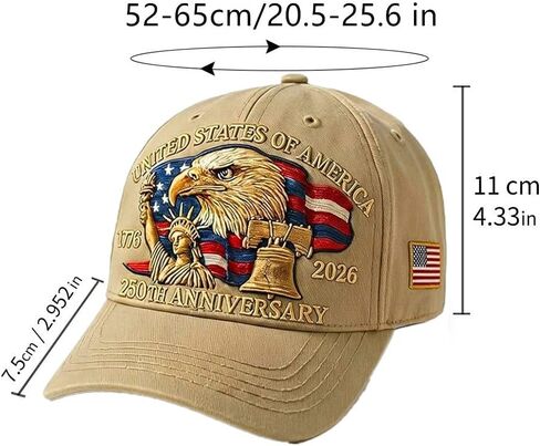 250 Anniversary USA hat, Adjustable Patriotic Embroidered Baseball Cap, Patriot Cap 1776-2026 Bicentennial Gift for Men Women in Kuwait