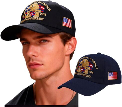 250 Anniversary USA hat, Adjustable Patriotic Embroidered Baseball Cap, Patriot Cap 1776-2026 Bicentennial Gift for Men Women in Kuwait