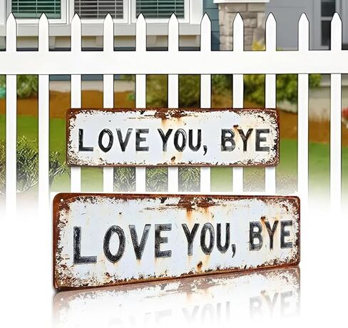 Love You Bye Metal Sign, Love You More Wall Decor | Wall Art Decor for Farmhouse Kitchen, Hallway & Home Bar | 16x4 Inch Distressed Vintage Metal Rustic Farmhouse Plaque for Homeowners in Saudi Arabia