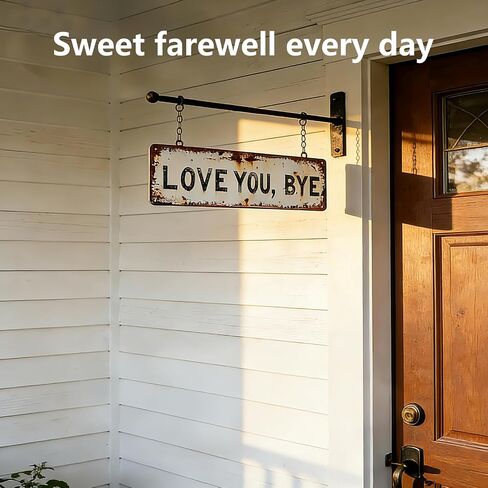 Love You Bye Metal Sign, Love You More Wall Decor | Wall Art Decor for Farmhouse Kitchen, Hallway & Home Bar | 16x4 Inch Distressed Vintage Metal Rustic Farmhouse Plaque for Homeowners in Saudi Arabia