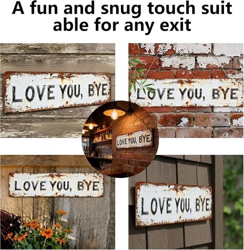 Love You Bye Metal Sign, Love You More Wall Decor | Wall Art Decor for Farmhouse Kitchen, Hallway & Home Bar | 16x4 Inch Distressed Vintage Metal Rustic Farmhouse Plaque for Homeowners in Saudi Arabia