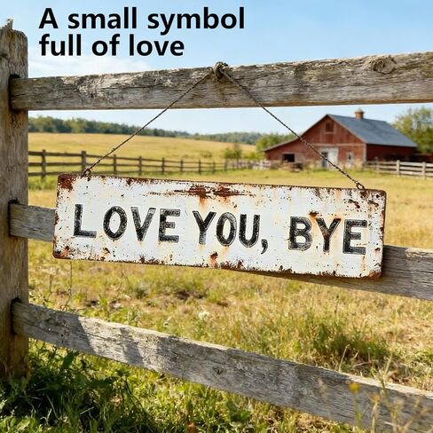 Love You Bye Metal Sign, Love You More Wall Decor | Wall Art Decor for Farmhouse Kitchen, Hallway & Home Bar | 16x4 Inch Distressed Vintage Metal Rustic Farmhouse Plaque for Homeowners in Saudi Arabia