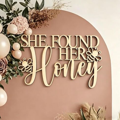She Found Her Honey Sign for Backdrop, Bridal shower Party Wall Decorations for Honey Bee Bride to Bee Bridal Shower Engagement Wedding Bachelorette Party Supplies in Saudi Arabia
