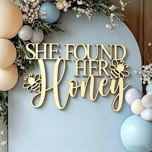 She Found Her Honey Sign for Backdrop, Bridal shower Party Wall Decorations for Honey Bee Bride to Bee Bridal Shower Engagement Wedding Bachelorette Party Supplies in Saudi Arabia