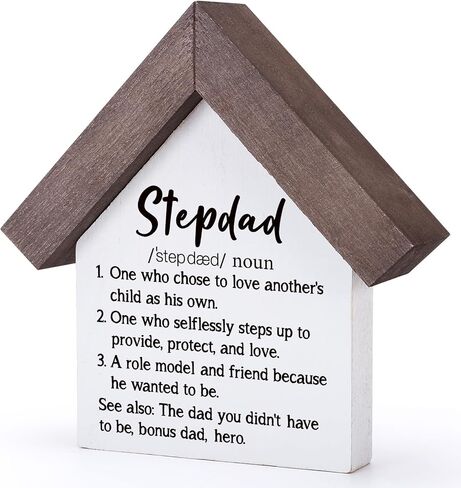 MBL Gifts for Step Dad Fathers - Gifts for Stepdad Christmas | Funny Stepdad Definition Wood Sign, Father's Day Entry Way Table Living Room Decoration for Stepfather from Step Daughter in Saudi Arabia