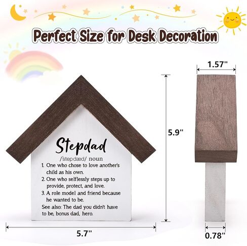 MBL Gifts for Step Dad Fathers - Gifts for Stepdad Christmas | Funny Stepdad Definition Wood Sign, Father's Day Entry Way Table Living Room Decoration for Stepfather from Step Daughter in Saudi Arabia