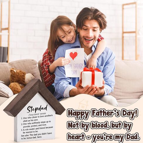 MBL Gifts for Step Dad Fathers - Gifts for Stepdad Christmas | Funny Stepdad Definition Wood Sign, Father's Day Entry Way Table Living Room Decoration for Stepfather from Step Daughter in Saudi Arabia