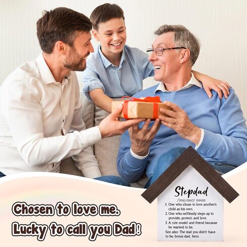 MBL Gifts for Step Dad Fathers - Gifts for Stepdad Christmas | Funny Stepdad Definition Wood Sign, Father's Day Entry Way Table Living Room Decoration for Stepfather from Step Daughter in Saudi Arabia