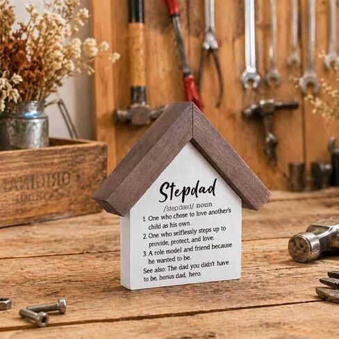 MBL Gifts for Step Dad Fathers - Gifts for Stepdad Christmas | Funny Stepdad Definition Wood Sign, Father's Day Entry Way Table Living Room Decoration for Stepfather from Step Daughter in Saudi Arabia