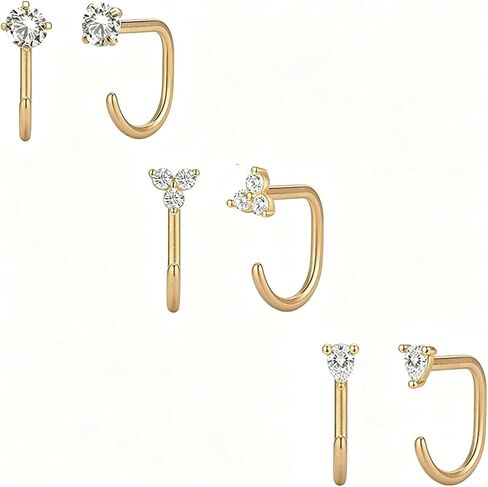 Gold Backless Half Hoop Earrings for Women Stay Closed Open Hoop Earrings Small Lightweight Earrings Mutiple Piercing No Back Poke Free Comfort Fit Sleep in Summer in Kuwait