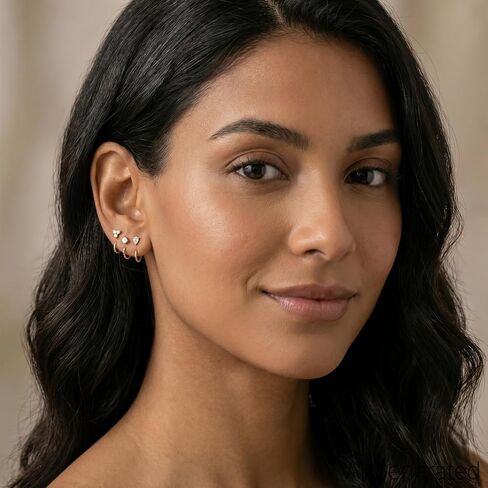 Gold Backless Half Hoop Earrings for Women Stay Closed Open Hoop Earrings Small Lightweight Earrings Mutiple Piercing No Back Poke Free Comfort Fit Sleep in Summer in Kuwait