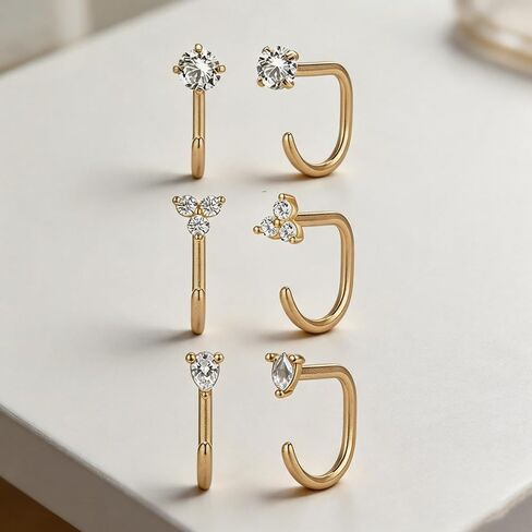 Gold Backless Half Hoop Earrings for Women Stay Closed Open Hoop Earrings Small Lightweight Earrings Mutiple Piercing No Back Poke Free Comfort Fit Sleep in Summer in Kuwait