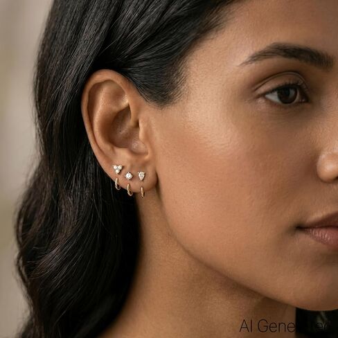 Gold Backless Half Hoop Earrings for Women Stay Closed Open Hoop Earrings Small Lightweight Earrings Mutiple Piercing No Back Poke Free Comfort Fit Sleep in Summer in Kuwait