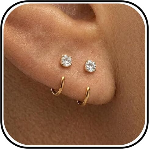 Backless Half Hoop Earrings for Women Stay Closed Open Hoop Earrings Small Huggie for Mutiple Piercing Trendy Jewelry Gifts in Kuwait