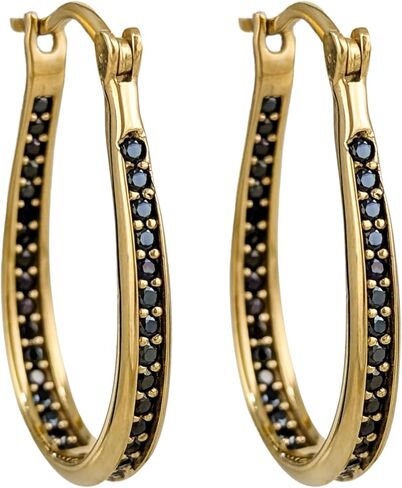 Black Spinel Hoop Earrings – Slim Oval Hoops in Saudi Arabia