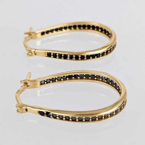 Black Spinel Hoop Earrings – Slim Oval Hoops in Saudi Arabia