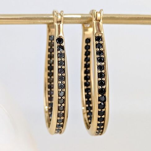 Black Spinel Hoop Earrings – Slim Oval Hoops in Saudi Arabia