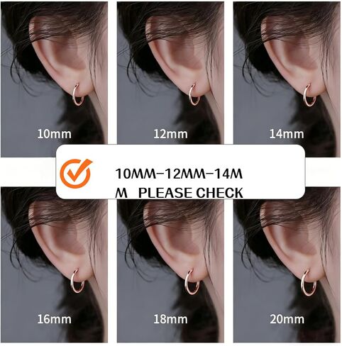 4 Pairs Earrings Sets 14 K Gold- Pated Stainless Steel Hoop Earrings for Women Rose Red Color (8-10-12-14MM) in Kuwait
