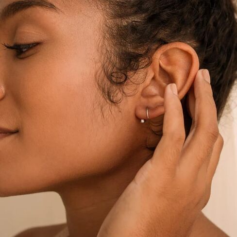 925 Sterling Silver Small Hoop Earrings for Women, 14K Gold Plated Tiny Open Huggie Studs, Dainty Spiral Threader Earrings, Hypoallergenic Minimalist Jewelry Gifts for Sensitive Ears (Large, 0.6, Inches) in Saudi Arabia