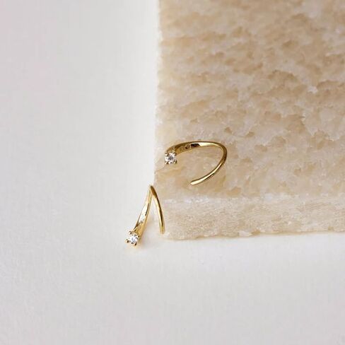 925 Sterling Silver Small Hoop Earrings for Women, 14K Gold Plated Tiny Open Huggie Studs, Dainty Spiral Threader Earrings, Hypoallergenic Minimalist Jewelry Gifts for Sensitive Ears (Large, 0.6, Inches) in Saudi Arabia