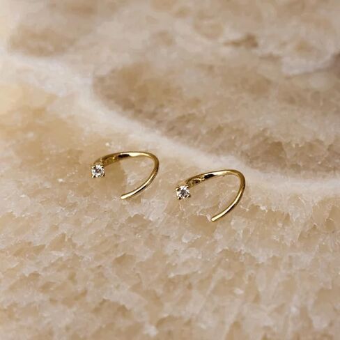 925 Sterling Silver Small Hoop Earrings for Women, 14K Gold Plated Tiny Open Huggie Studs, Dainty Spiral Threader Earrings, Hypoallergenic Minimalist Jewelry Gifts for Sensitive Ears (Large, 0.6, Inches) in Saudi Arabia