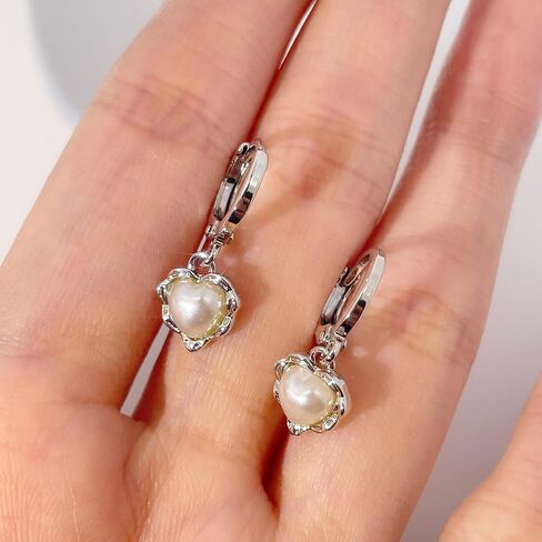 Eternal Pearl Huggie Earrings for Women, Gold Plated Brass Minimalist Pearl Drop Earrings, 12mm Small Hoop Earrings for Daily Wear, Hypoallergenic Non-Tarnish Jewelry Gift in Saudi Arabia