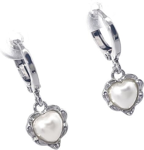 Eternal Pearl Huggie Earrings for Women, Gold Plated Brass Minimalist Pearl Drop Earrings, 12mm Small Hoop Earrings for Daily Wear, Hypoallergenic Non-Tarnish Jewelry Gift in Saudi Arabia