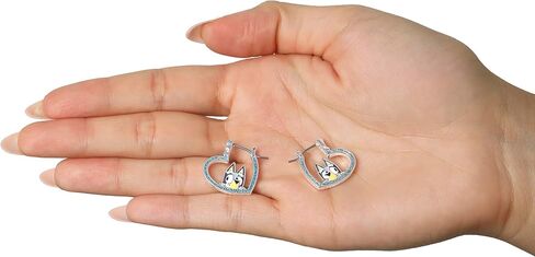 Bluey Heart Hoop Earrings Official License, Silver Flash-Plated with Enamel Bluey Pendant in Kuwait