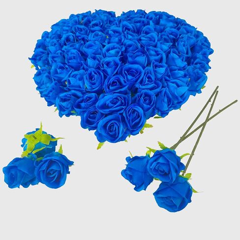Fake Flower Heads for Craft,2.5'' Gold Rose Heads Artificial Flowers,54 Pcs Silk Rose Heads Bulk,Satin Rose Heads with Stems for DIY Flower Well,Crafts Bouquest(54, Gold) in Saudi Arabia