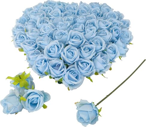 Fake Flower Heads for Craft,2.5'' Gold Rose Heads Artificial Flowers,54 Pcs Silk Rose Heads Bulk,Satin Rose Heads with Stems for DIY Flower Well,Crafts Bouquest(54, Gold) in Saudi Arabia