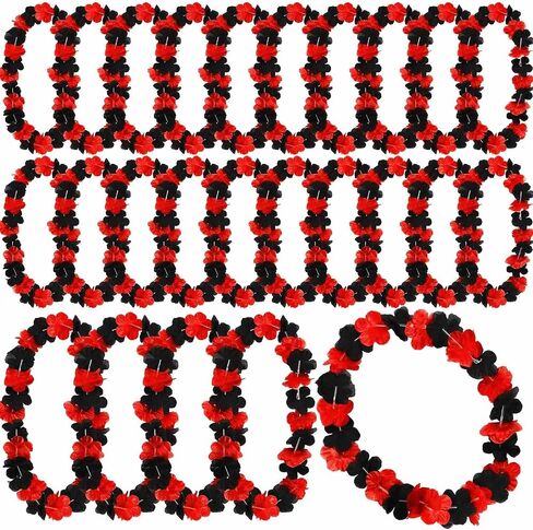 Giegxin 24 Count Hawaiian Themed Leis Bulk Tropical Hawaiian Night Flower Leis for Luau Party Summer Beach Hibiscus Flower Necklace Party Supplies for Men Woman Decorations(Blue White) in Saudi Arabia