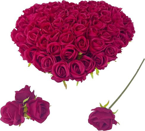 Fake Flower Heads for Craft,2.5'' Gold Rose Heads Artificial Flowers,54 Pcs Silk Rose Heads Bulk,Satin Rose Heads with Stems for DIY Flower Well,Crafts Bouquest(54, Gold) in Saudi Arabia