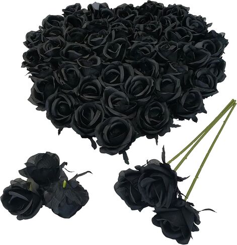 Fake Flower Heads for Craft,2.5'' Gold Rose Heads Artificial Flowers,54 Pcs Silk Rose Heads Bulk,Satin Rose Heads with Stems for DIY Flower Well,Crafts Bouquest(54, Gold) in Saudi Arabia