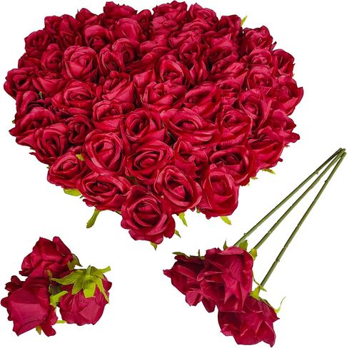 Fake Flower Heads for Craft,2.5'' Gold Rose Heads Artificial Flowers,54 Pcs Silk Rose Heads Bulk,Satin Rose Heads with Stems for DIY Flower Well,Crafts Bouquest(54, Gold) in Saudi Arabia