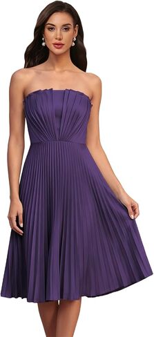Pleated Bridesmaid Dresses Strapless Satin Maid of Honor Dress for Wedding in Saudi Arabia