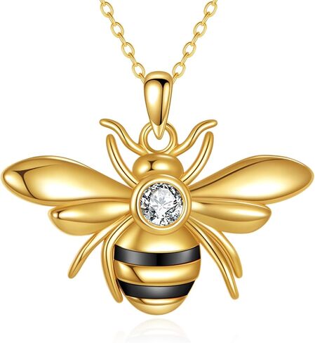 Hancock Bee necklace for Women 925 Sterling Silver 14K Gold Plated Dainty Bee Pendant Simple Jewelry Gift for Women in Saudi Arabia
