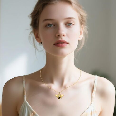 Hancock Bee necklace for Women 925 Sterling Silver 14K Gold Plated Dainty Bee Pendant Simple Jewelry Gift for Women in Saudi Arabia