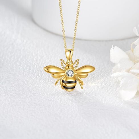Hancock Bee necklace for Women 925 Sterling Silver 14K Gold Plated Dainty Bee Pendant Simple Jewelry Gift for Women in Saudi Arabia